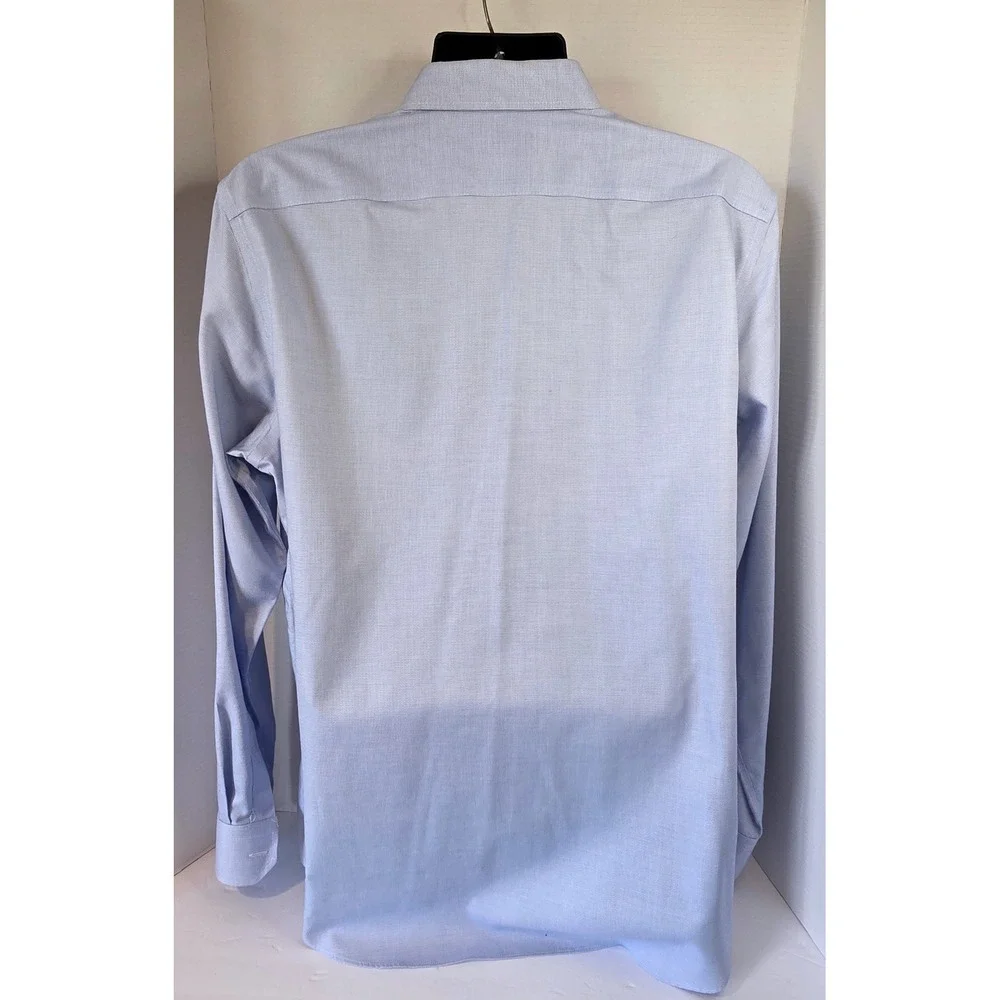 Banana Republic Camden Fit Non-Iron Dress Shirt Light Blue Micro-Check L